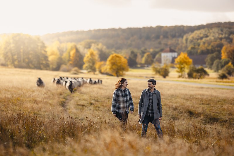 Höstvandring vid Äspehöjden med Hovdala slott i bakgrunden.